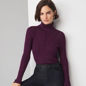 NWT White House Black Market Sz S Ribbed TurtleNeck Buttons Sleeves Retail $85!